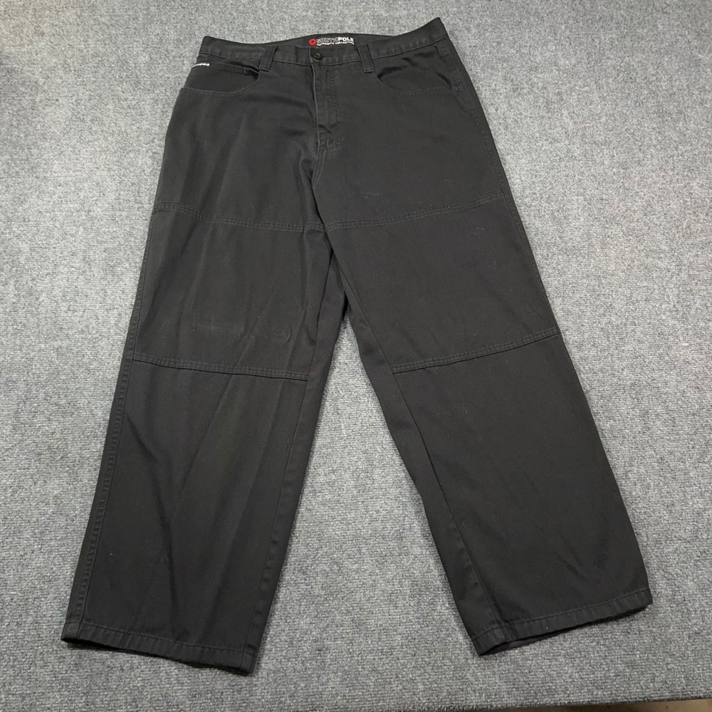 Southpole Double‎ Knee Work Pants Mens 36 Relaxed Twill Utility Baggy Black